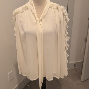 Chic White Women's Blouse with Ruffle Details